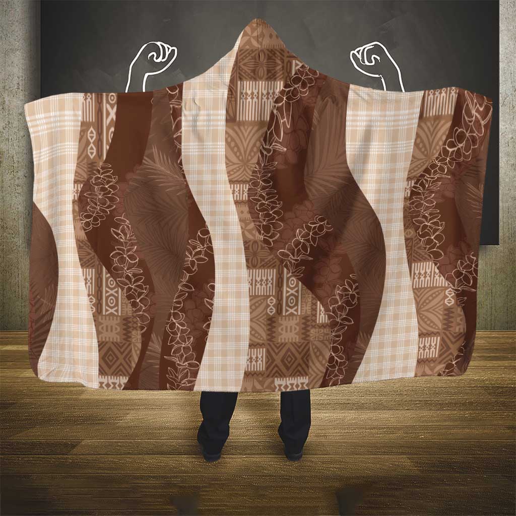 Polynesian Tribal Pattern Patchwork Picturesque Hooded Blanket Mocha