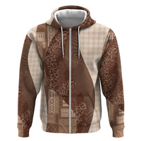 Polynesian Tribal Pattern Patchwork Picturesque Hoodie Mocha