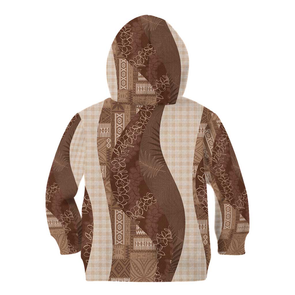 Polynesian Tribal Pattern Patchwork Picturesque Kid Hoodie Mocha