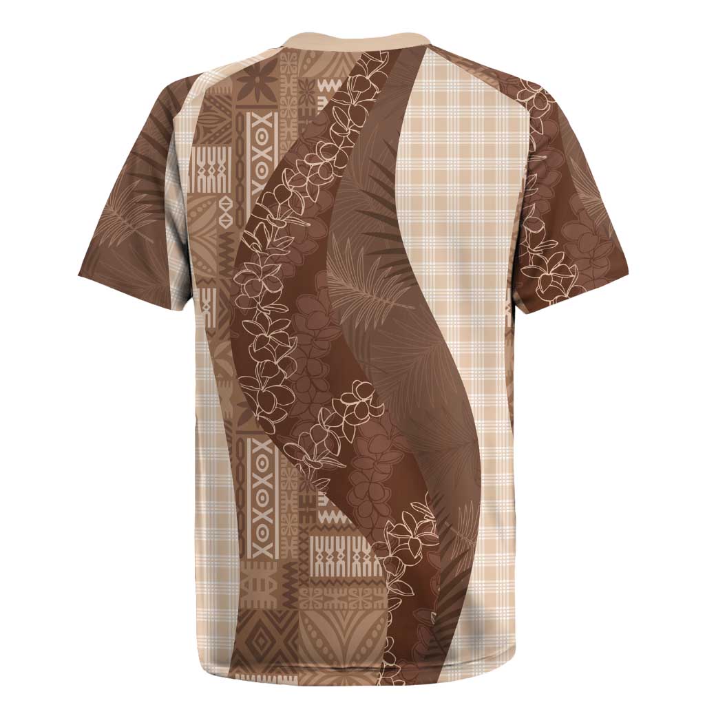 Polynesian Tribal Pattern Patchwork Picturesque Rugby Jersey Mocha