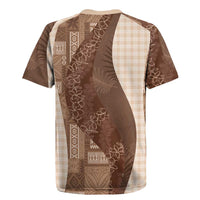 Polynesian Tribal Pattern Patchwork Picturesque Rugby Jersey Mocha