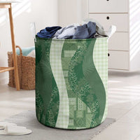 Polynesian Tribal Pattern Patchwork Picturesque Laundry Basket Sage Green