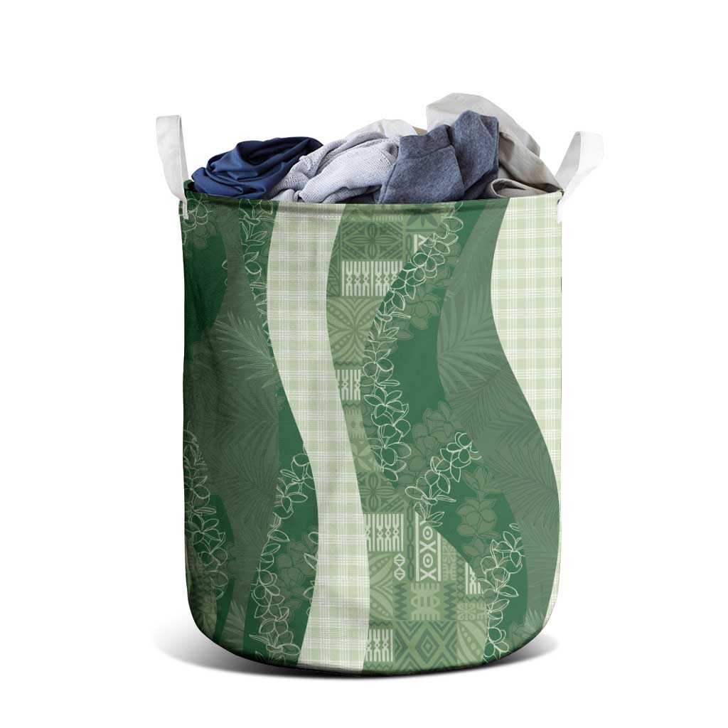 Polynesian Tribal Pattern Patchwork Picturesque Laundry Basket Sage Green