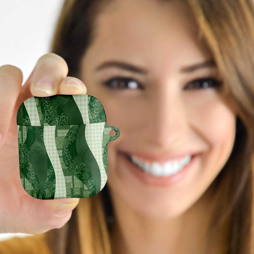 Polynesian Tribal Pattern Patchwork Picturesque AirPods Case Sage Green