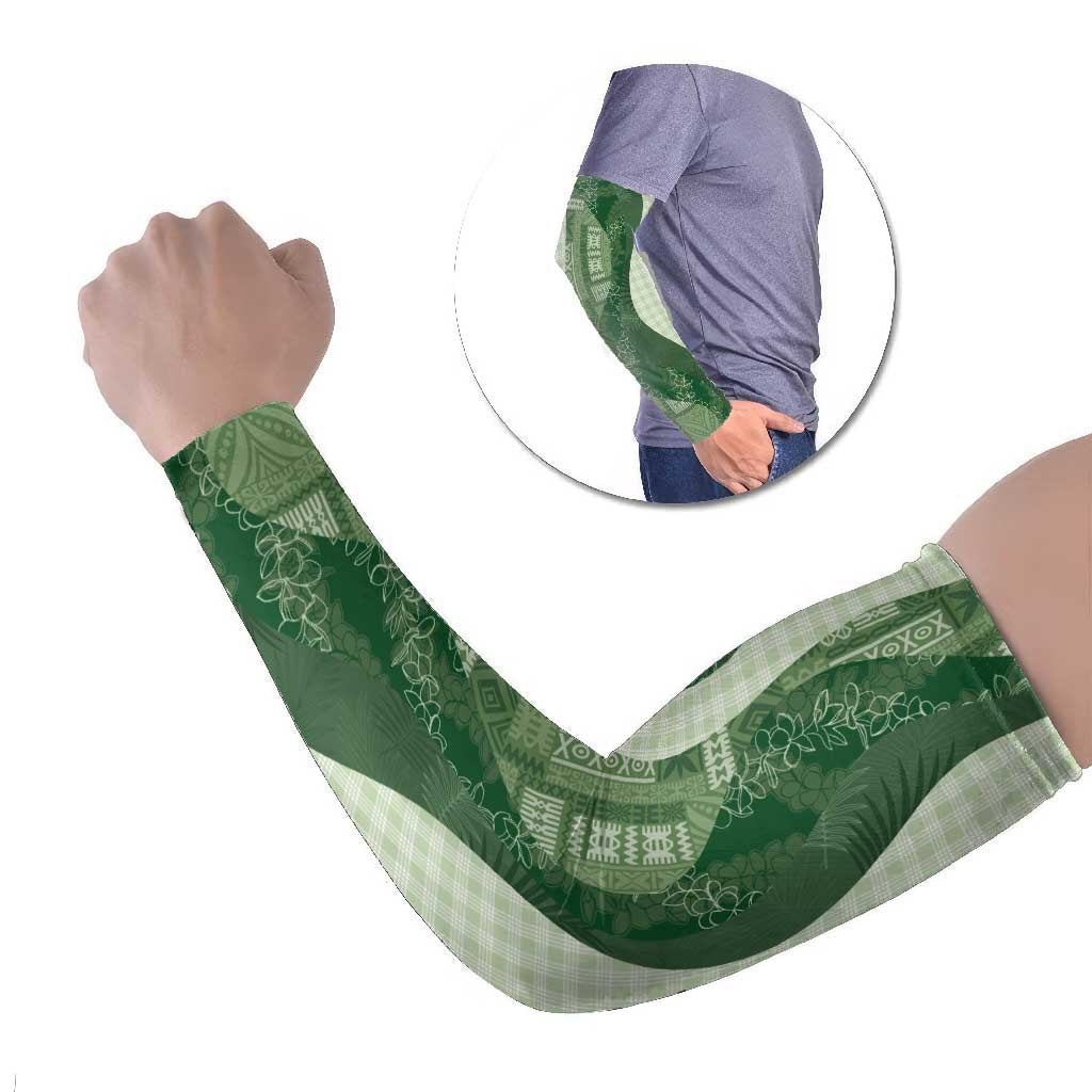 Polynesian Tribal Pattern Patchwork Picturesque Arm Sleeves Sage Green LT7 Set of 2 Sage Green - Polynesian Pride