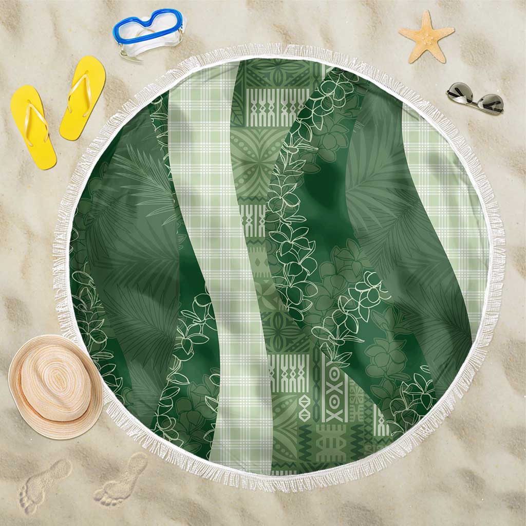 Polynesian Tribal Pattern Patchwork Picturesque Beach Blanket Sage Green LT7 One Size 150cm Sage Green - Polynesian Pride