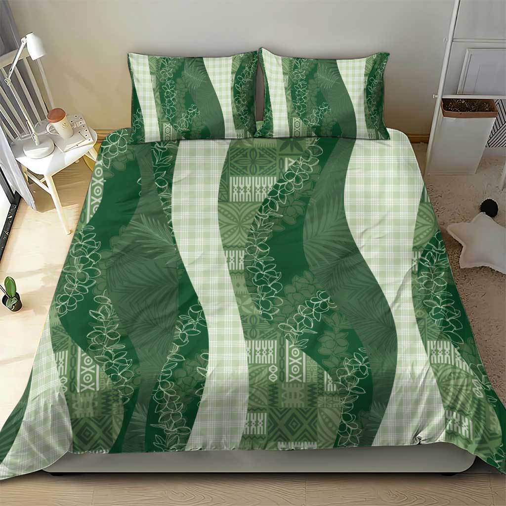 Polynesian Tribal Pattern Patchwork Picturesque Bedding Set Sage Green