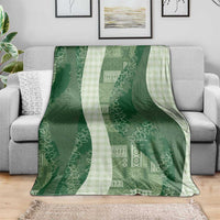 Polynesian Tribal Pattern Patchwork Picturesque Blanket Sage Green