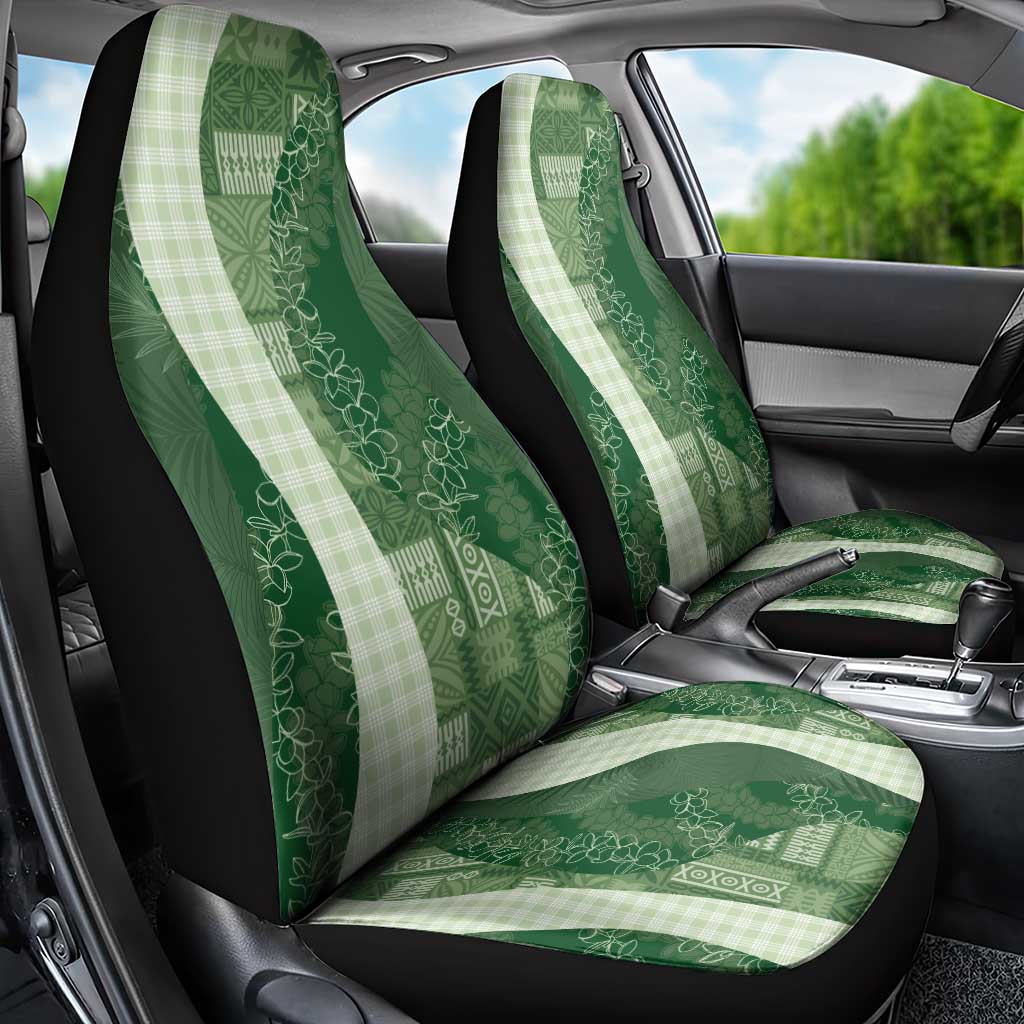 Polynesian Tribal Pattern Patchwork Picturesque Car Seat Cover Sage Green