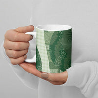 Polynesian Tribal Pattern Patchwork Picturesque Ceramic Mug Sage Green