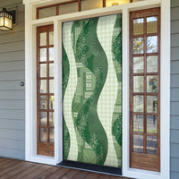 Polynesian Tribal Pattern Patchwork Picturesque Door Cover Sage Green