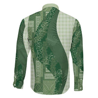 Polynesian Tribal Pattern Patchwork Picturesque Family Matching Puletasi and Hawaiian Shirt Sage Green
