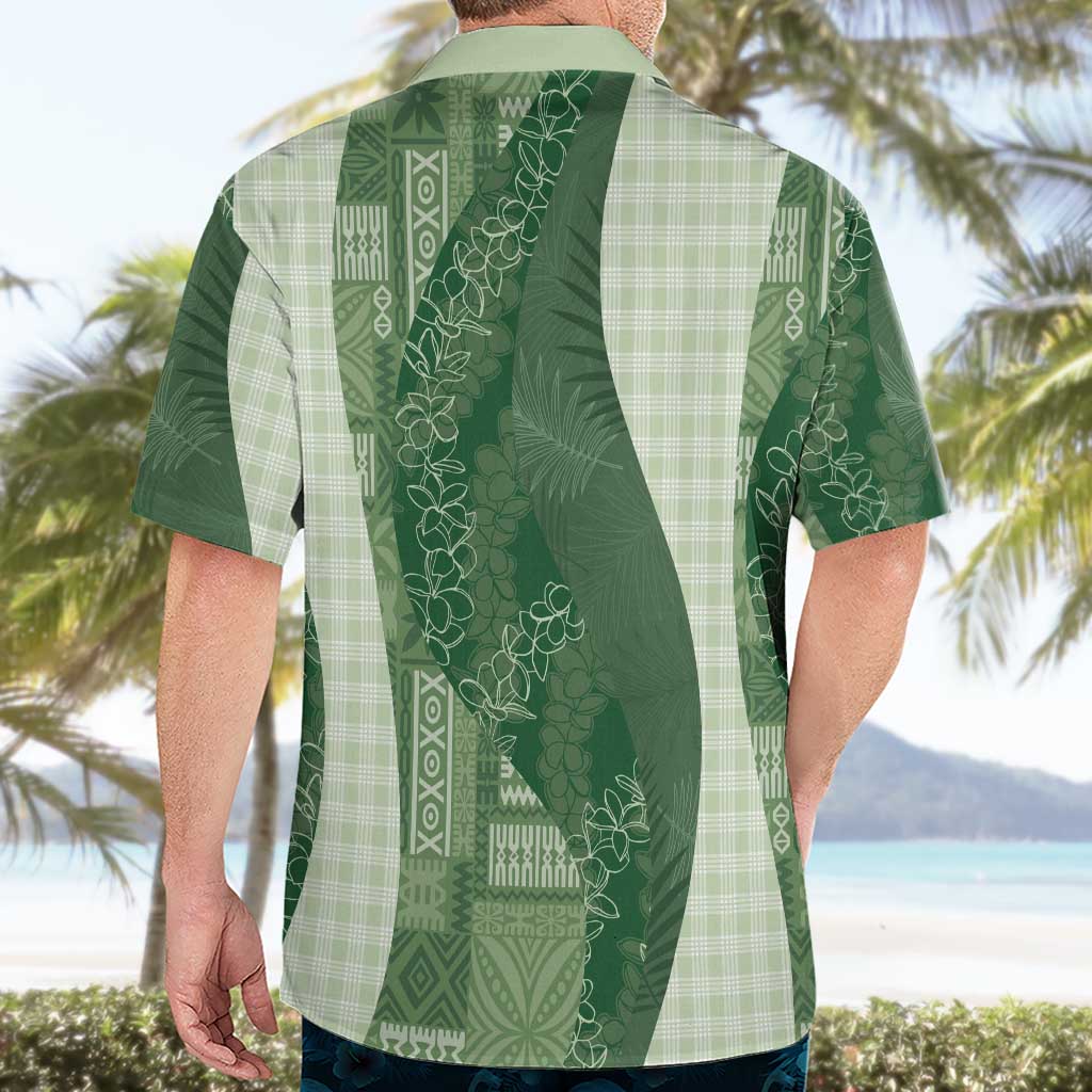 Polynesian Tribal Pattern Patchwork Picturesque Hawaiian Shirt Sage Green