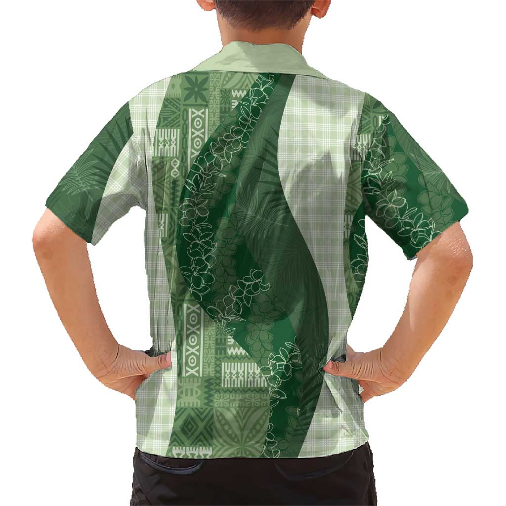 Polynesian Tribal Pattern Patchwork Picturesque Hawaiian Shirt Sage Green