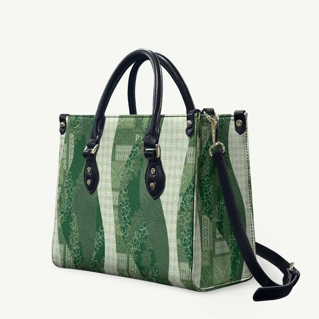 Polynesian Tribal Pattern Patchwork Picturesque Leather Bag Sage Green