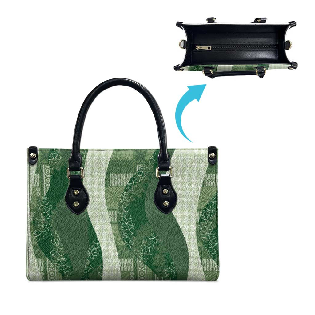 Polynesian Tribal Pattern Patchwork Picturesque Leather Bag Sage Green