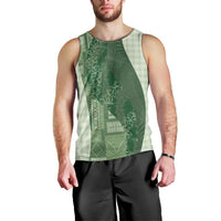 Polynesian Tribal Pattern Patchwork Picturesque Men Tank Top Sage Green