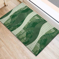Polynesian Tribal Pattern Patchwork Picturesque Rubber Doormat Sage Green