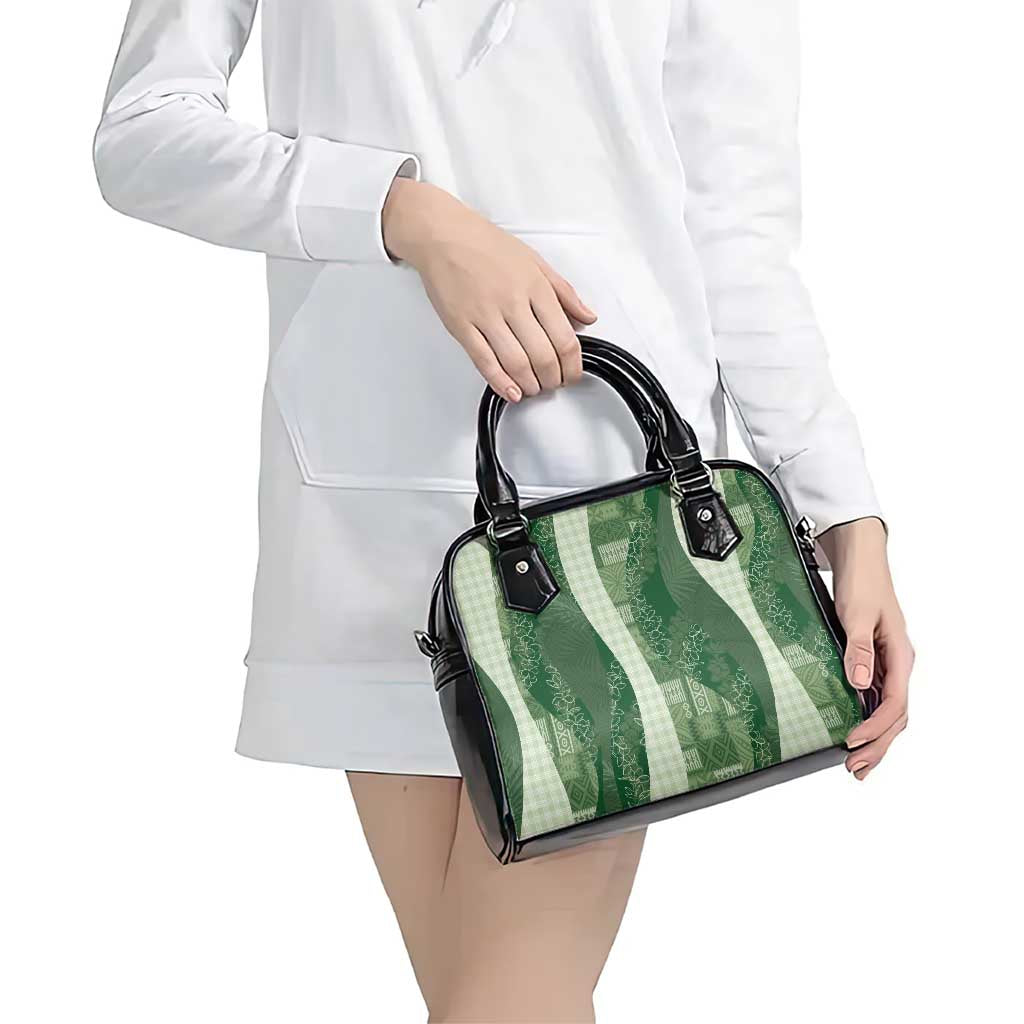 Polynesian Tribal Pattern Patchwork Picturesque Shoulder Handbag Sage Green