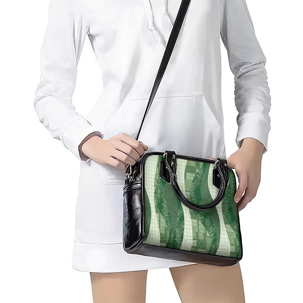 Polynesian Tribal Pattern Patchwork Picturesque Shoulder Handbag Sage Green