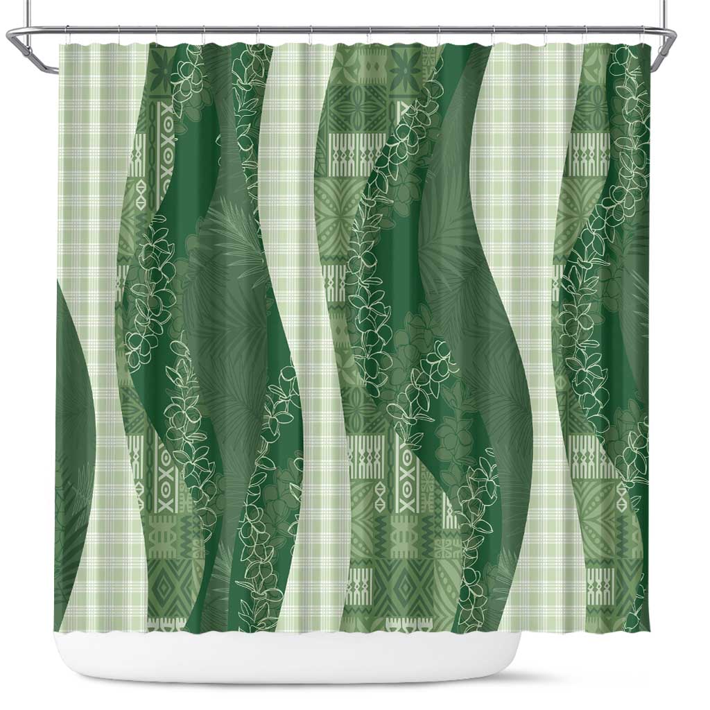 Polynesian Tribal Pattern Patchwork Picturesque Shower Curtain Sage Green LT7 Sage Green - Polynesian Pride