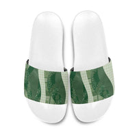 Polynesian Tribal Pattern Patchwork Picturesque Slide Sandals Sage Green