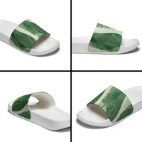 Polynesian Tribal Pattern Patchwork Picturesque Slide Sandals Sage Green