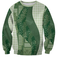 Polynesian Tribal Pattern Patchwork Picturesque Sweatshirt Sage Green