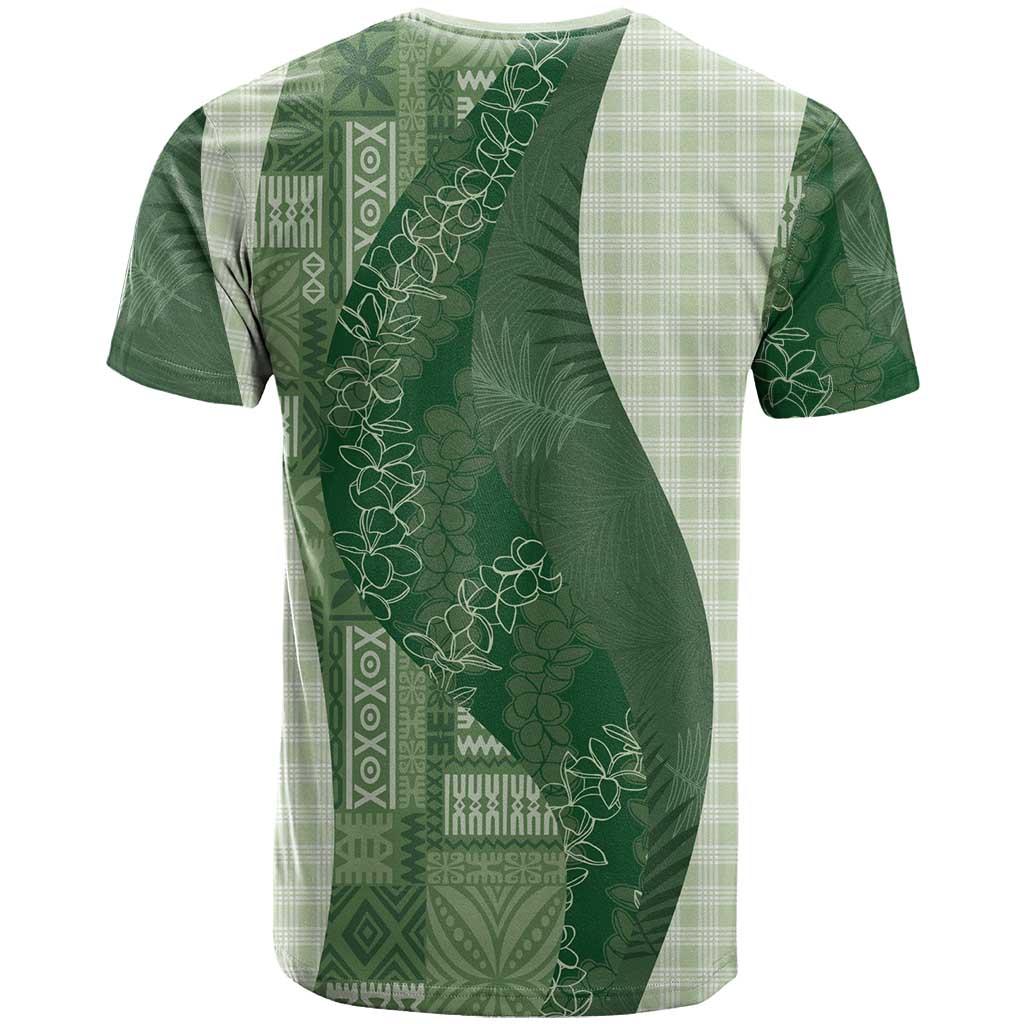 Polynesian Tribal Pattern Patchwork Picturesque T Shirt Sage Green