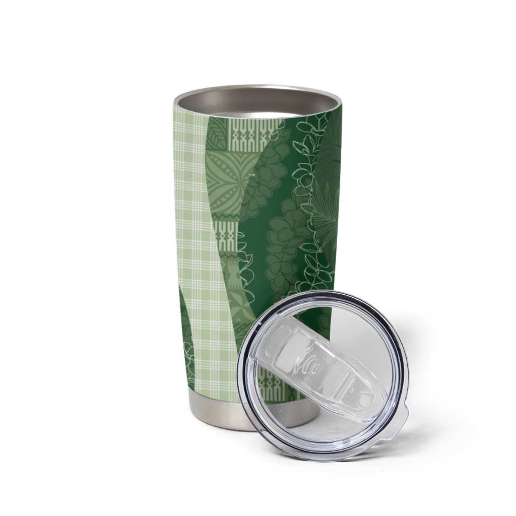 Polynesian Tribal Pattern Patchwork Picturesque Tumbler Cup Sage Green