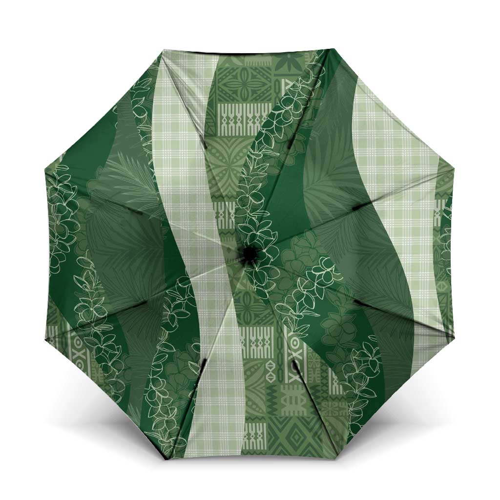 Polynesian Tribal Pattern Patchwork Picturesque Umbrella Sage Green LT7 One Size Folded 11.42 inch Opened Diameter 37.4 inch Sage Green - Polynesian Pride