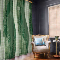 Polynesian Tribal Pattern Patchwork Picturesque Window Curtain Sage Green