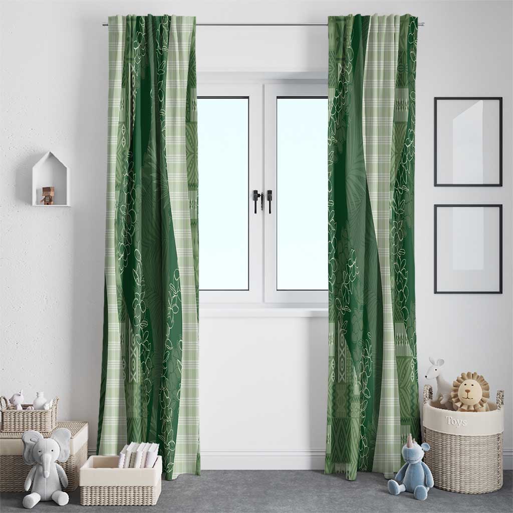 Polynesian Tribal Pattern Patchwork Picturesque Window Curtain Sage Green