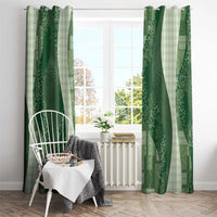 Polynesian Tribal Pattern Patchwork Picturesque Window Curtain Sage Green