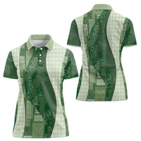 Polynesian Tribal Pattern Patchwork Picturesque Women Polo Shirt Sage Green