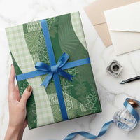 Polynesian Tribal Pattern Patchwork Picturesque Wrapping Paper Sage Green