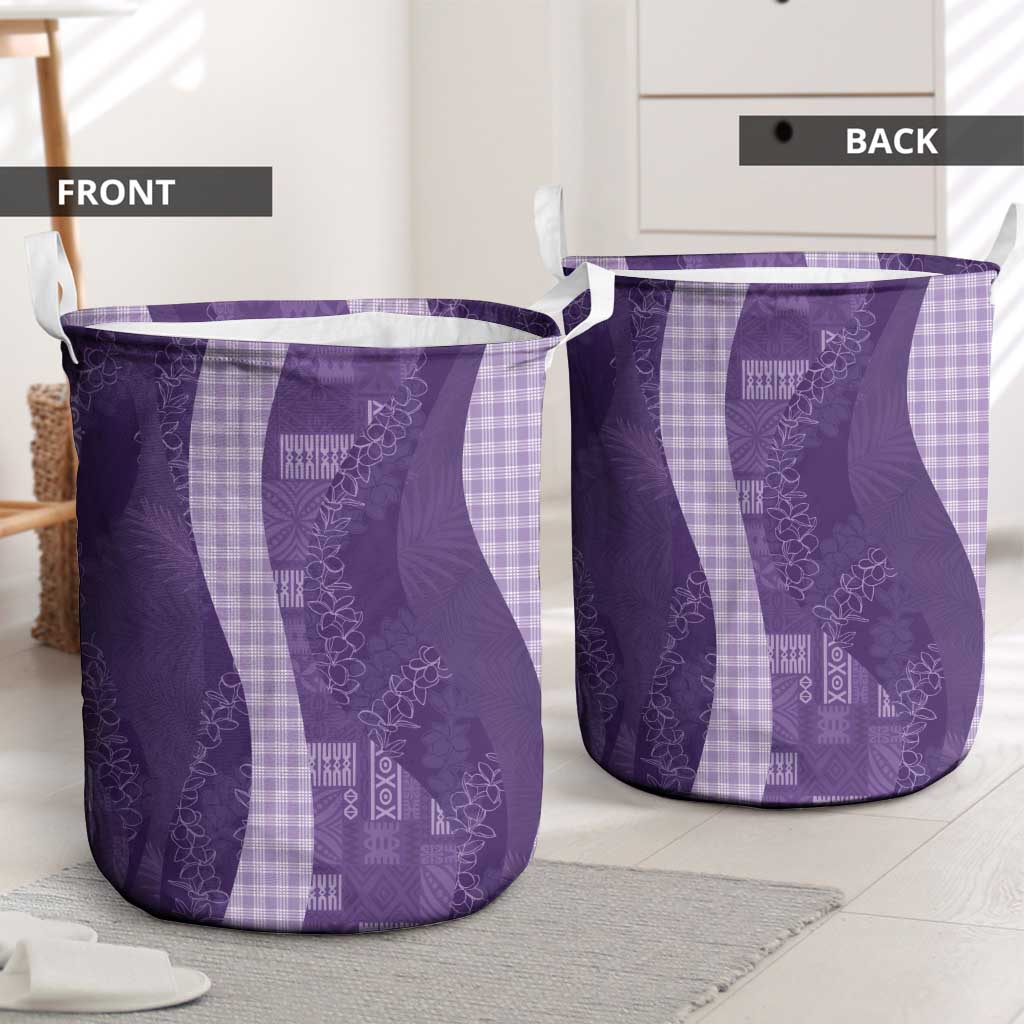 Polynesian Tribal Pattern Patchwork Picturesque Laundry Basket Deep Violet