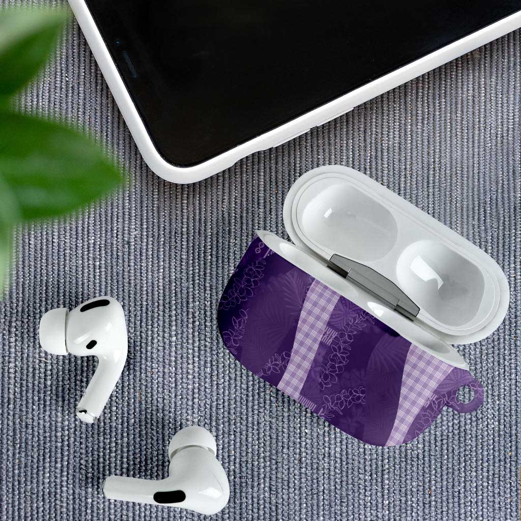 Polynesian Tribal Pattern Patchwork Picturesque AirPods Case Deep Violet