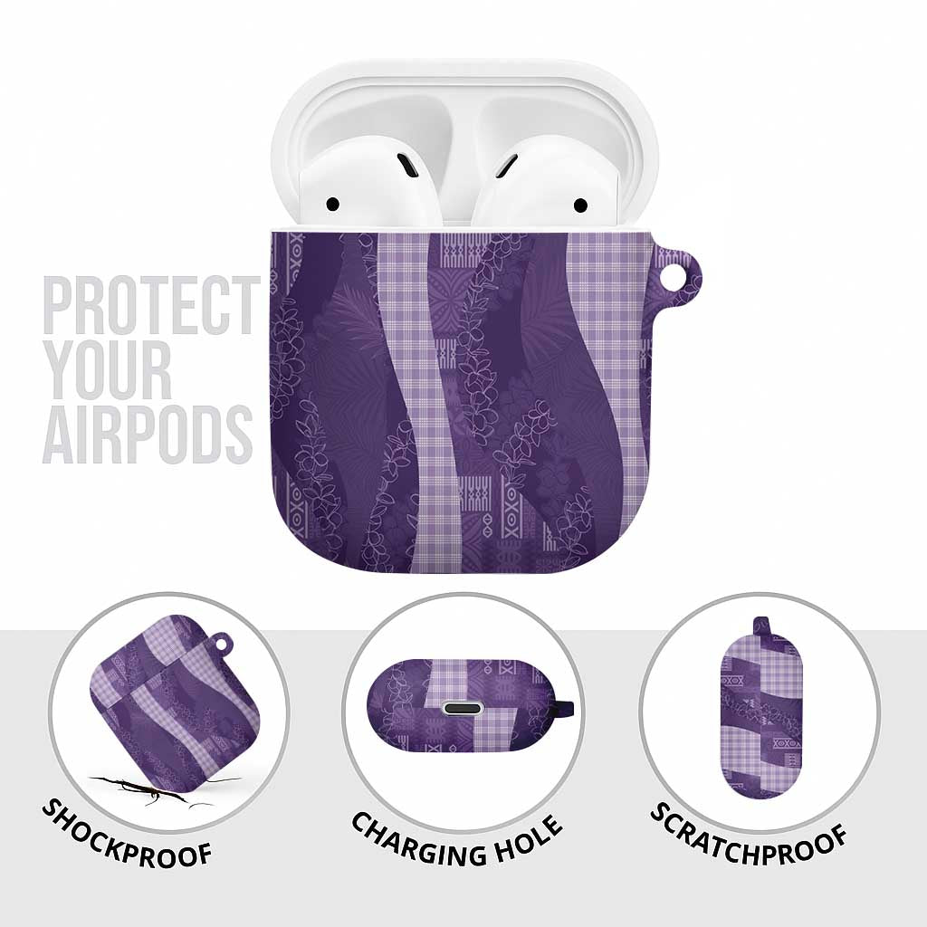Polynesian Tribal Pattern Patchwork Picturesque AirPods Case Deep Violet