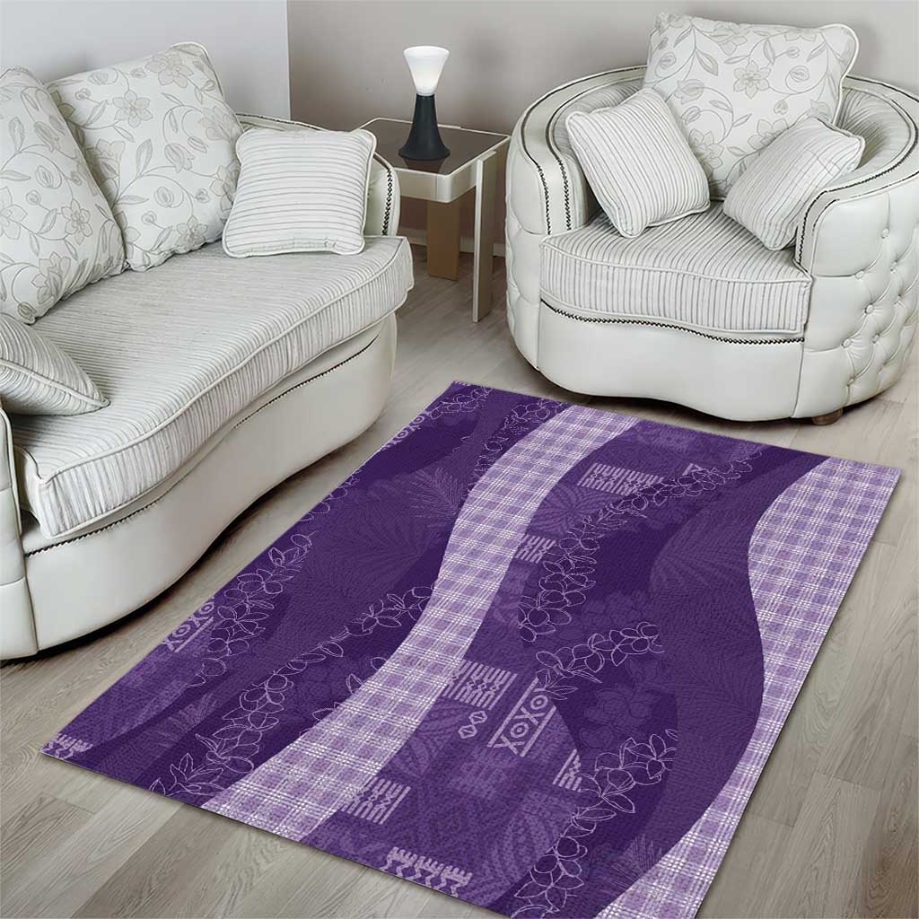 Polynesian Tribal Pattern Patchwork Picturesque Area Rug Deep Violet