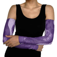 Polynesian Tribal Pattern Patchwork Picturesque Arm Sleeves Deep Violet