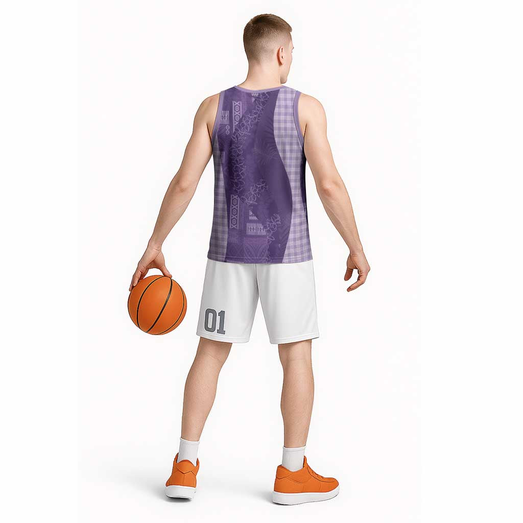Polynesian Tribal Pattern Patchwork Picturesque Basketball Jersey Deep Violet