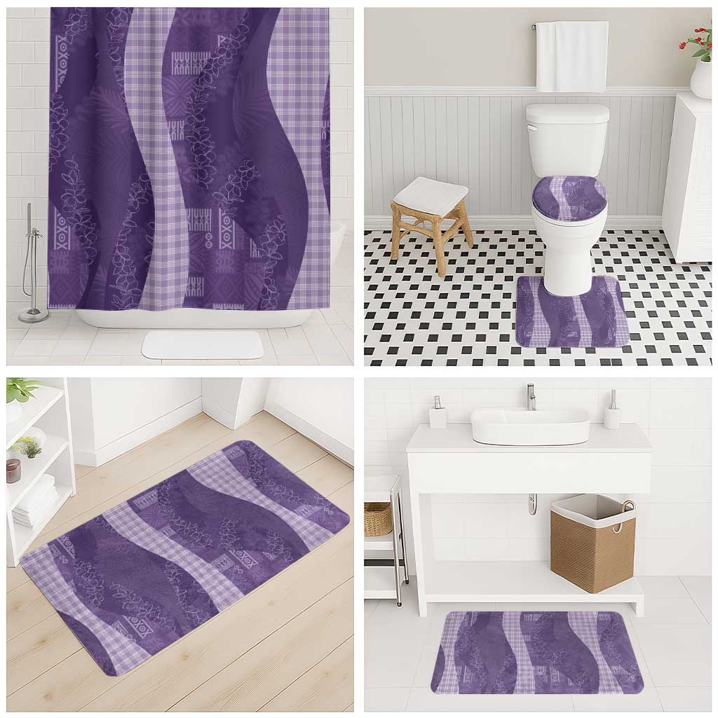 Polynesian Tribal Pattern Patchwork Picturesque Bathroom Set Deep Violet