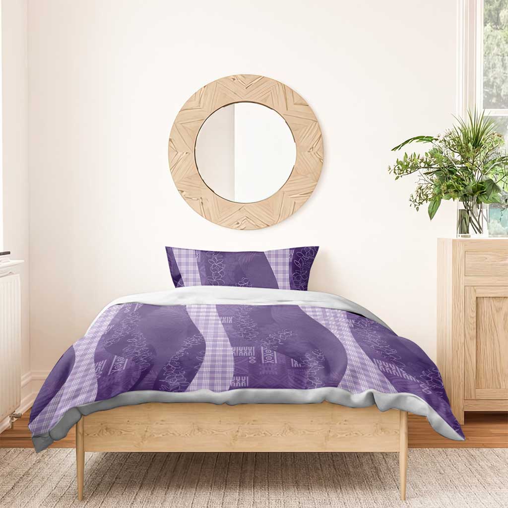 Polynesian Tribal Pattern Patchwork Picturesque Bedding Set Deep Violet