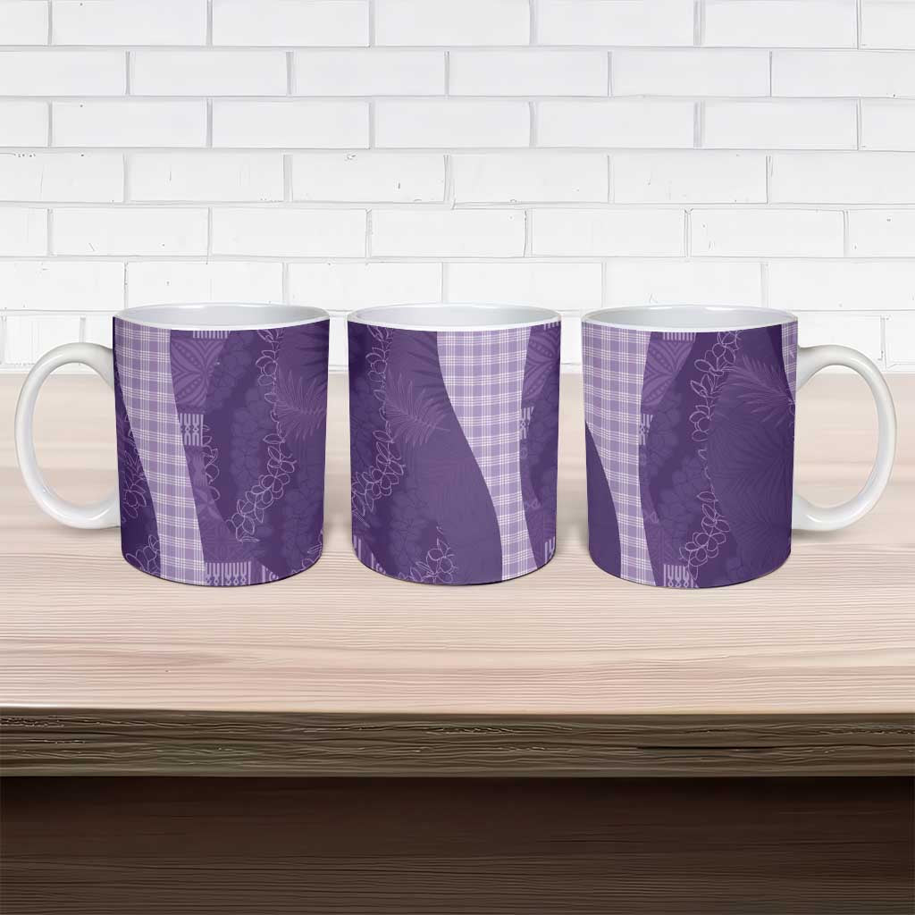 Polynesian Tribal Pattern Patchwork Picturesque Ceramic Mug Deep Violet