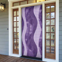 Polynesian Tribal Pattern Patchwork Picturesque Door Cover Deep Violet