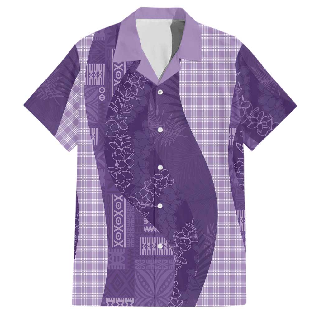 Polynesian Tribal Pattern Patchwork Picturesque Family Matching Long Sleeve Bodycon Dress and Hawaiian Shirt Deep Violet