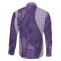 Polynesian Tribal Pattern Patchwork Picturesque Family Matching Mermaid Dress and Hawaiian Shirt Deep Violet
