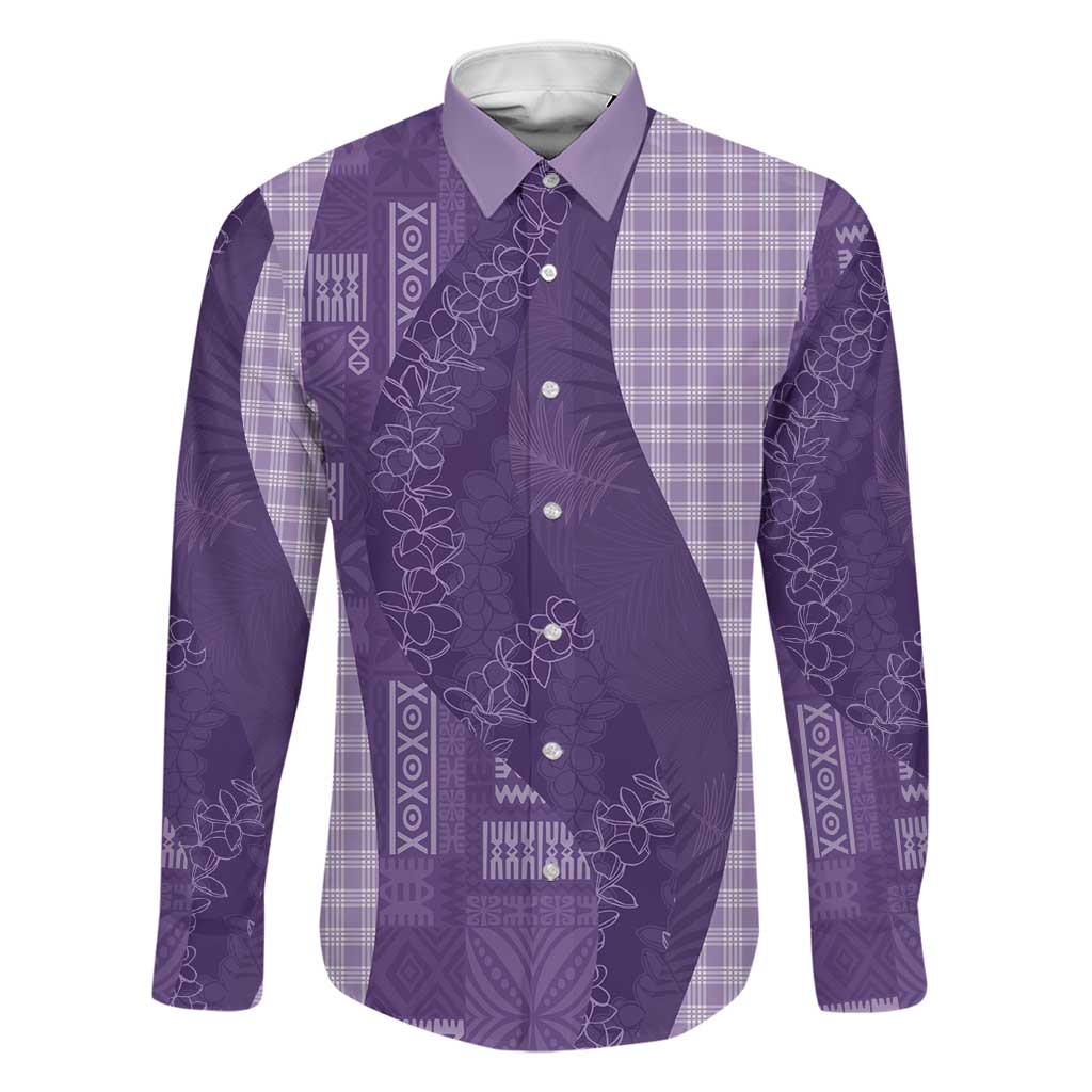 Polynesian Tribal Pattern Patchwork Picturesque Family Matching Summer Maxi Dress and Hawaiian Shirt Deep Violet