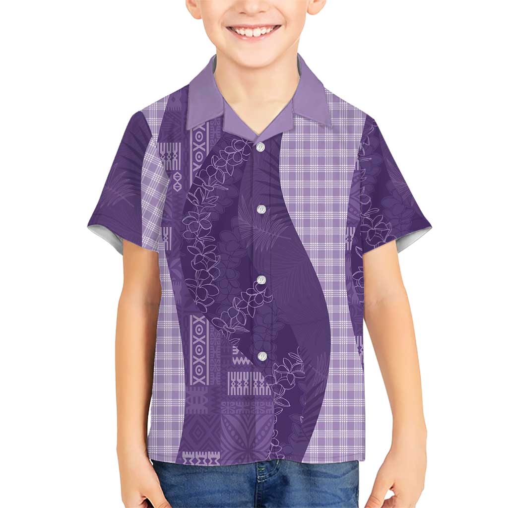 Polynesian Tribal Pattern Patchwork Picturesque Family Matching Summer Maxi Dress and Hawaiian Shirt Deep Violet